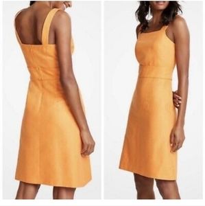 Ann Taylor Orange Sleeveless A-Line Midi Dress